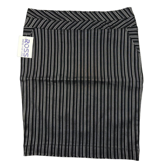 Mixxed26 Women LARGE Black Striped Pencil Straight Stretch Pull On Skirt Bottom - Picture 1 of 9
